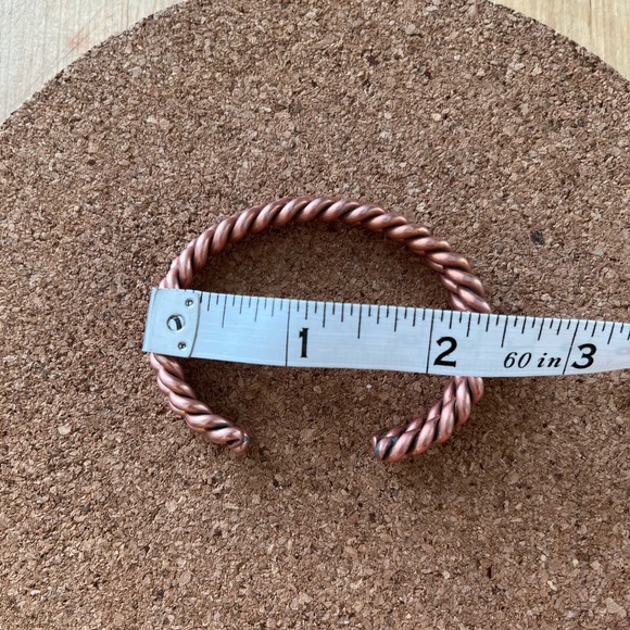 Pair of Handmade Rope-Style Solid Copper Cuff Bangle Bracelets - Picture 2 of 6